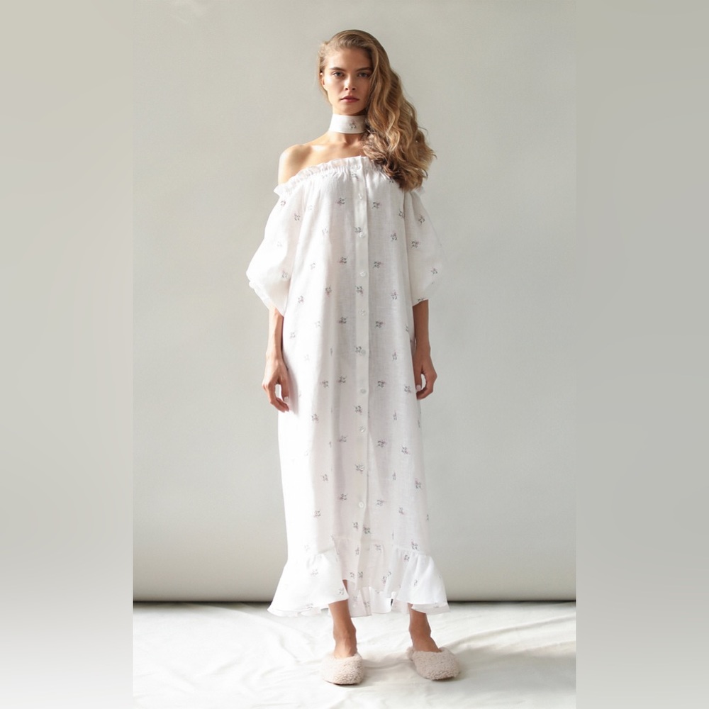 Off the shoulder floral Sleeper dress